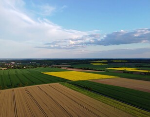 Obraz premium Aerial view of cultivated farmland