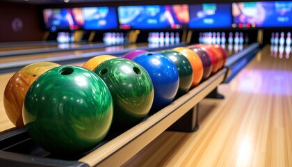 bowling ball and pins on the table