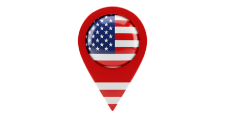 United States Location Pin Icon with National Flag On Transparent Background