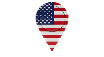 USA Flag Map Pointer Symbol On Transparent Background