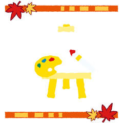 Yellow Easel with Canvas, Paintbrush, and Palette Illustration