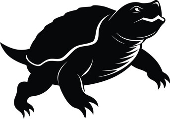 Obraz premium Black Silhouette of Snapping Turtle: Vector Art Illustration