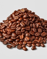 Fototapeta premium realistic roasted coffee beans pile transparent background food styling sharp macro detail