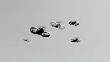 minimalist depiction of modern drones soaring in clear sky sense of innovation and technology