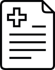 Obraz premium Thin line medical report document with cross silhouette isolated on white background