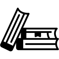 Stack of books icon in black silhouette style. Education and literature concept