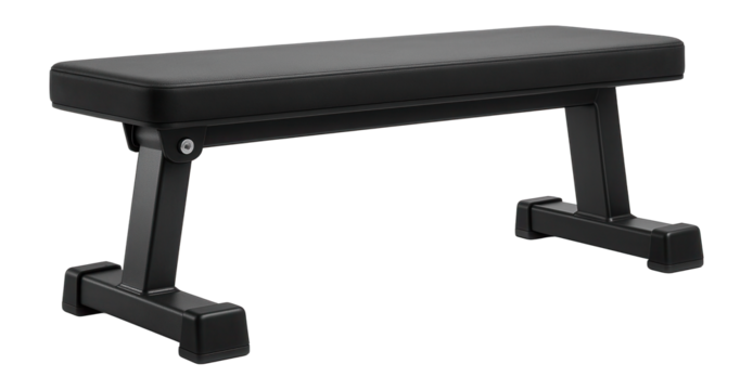 Flat workout bench with non-slip rubber feet for stability in fitness routines