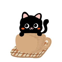 cute black cat illustration isolated elements transparant background - cat elements - cute cats