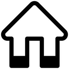 Home. Outlined stroke vector icon with black-filled details.