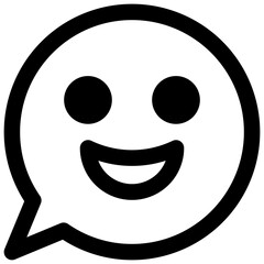 Smiley. Outlined stroke vector icon with black-filled details.