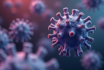 Fototapeta premium A close-up micrograph of the foot-and-mouth disease virus, showing foot-and-mouth disease virus particles. 