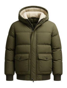 Down parka with front flap pockets and sherpa-lined hood