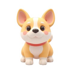 白い背景の前に立っているオレンジと白の犬の可愛い漫画イラスト