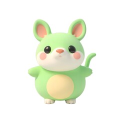 キュートな緑色動物キャラクター単体分離背景白デザインイラスト