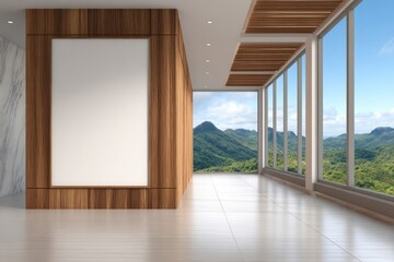 Modern interior with panoramic mountain views