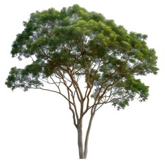 白い背景に分離された緑の葉を持つ単一の木 屋外の日光 夏の日の木