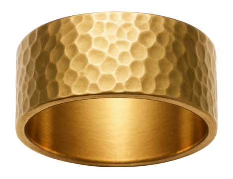 Textured brass midi ring with a hammered finish