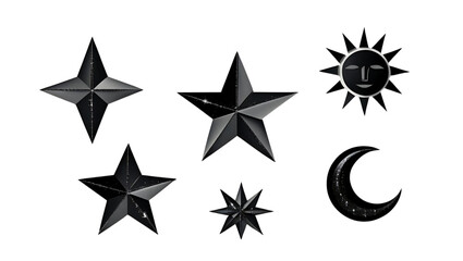 black and white star icons