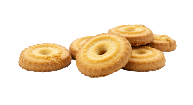 Round butter cookies png isolated on transparent background