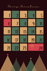 advent calendar with christmas trees vector illustration