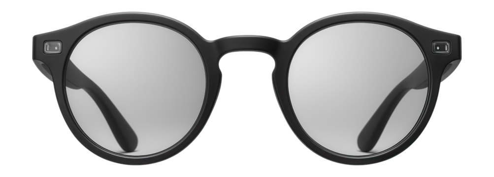 Lightweight smart eyewear with round lenses and embedded AR sensors
