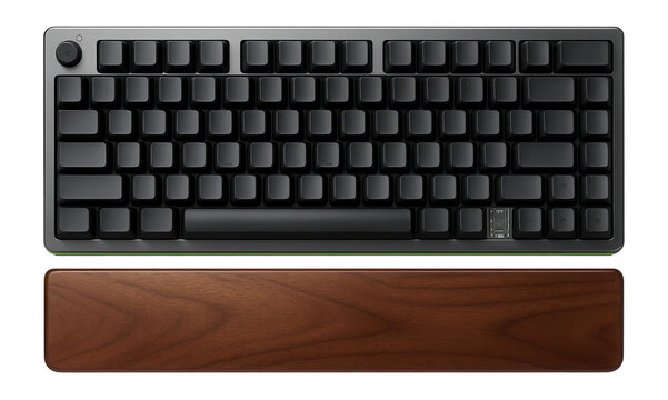 Bluetooth mechanical keyboard with dual-device switching and wooden wrist rest