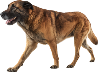 Majestic Dog in Motion: A dynamic canine captures attention as it confidently strides forward in a full-body shot, emphasizing its sleek physique and attentive gaze.