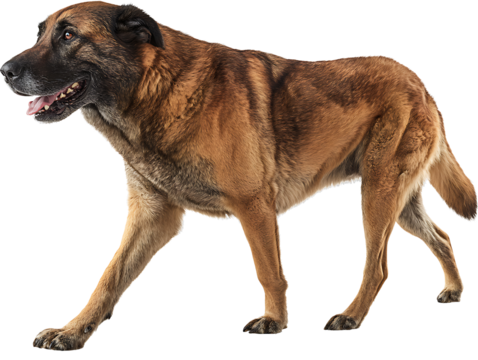 Majestic Dog in Motion: A dynamic canine captures attention as it confidently strides forward in a full-body shot, emphasizing its sleek physique and attentive gaze.