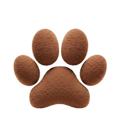 Brown animal paw print shape on white background  