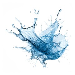 Obraz premium 鮮やかな青色の水飛沫が白い背景に分離したダイナミックな動きを表現