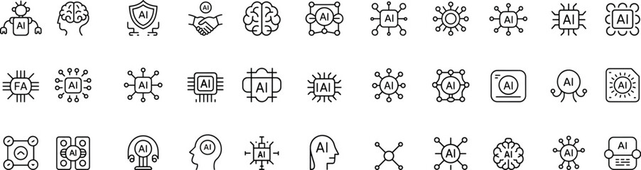Ai ethics line icons set. vector illustration