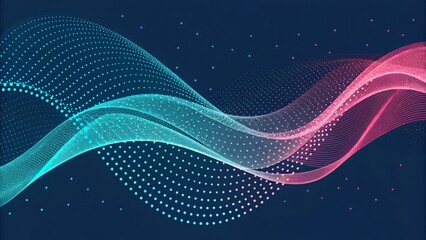 Emerging data streams visualize an information highway blending pink and blue hues on a dark teal