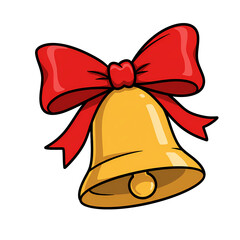 Golden Christmas Bell with Red Bow Festive Decor Holiday Ornament