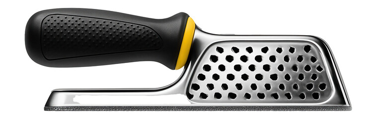 Ergonomic drywall rasp with a rubberized grip, intended for extended use in a professional drywall finishing job.