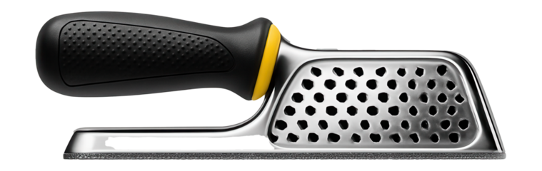 Ergonomic drywall rasp with a rubberized grip, intended for extended use in a professional drywall finishing job.