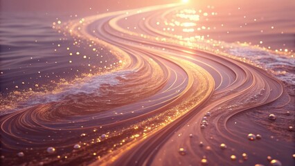 Golden trail shimmering at sunset a path of water inviting serene contemplation and dreamy soft
