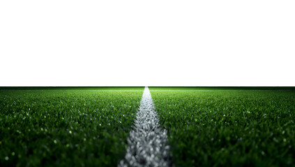 Green Grass Field with White Line Perspective on Horizon