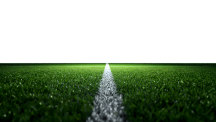 Green Grass Field with White Line Perspective on Horizon