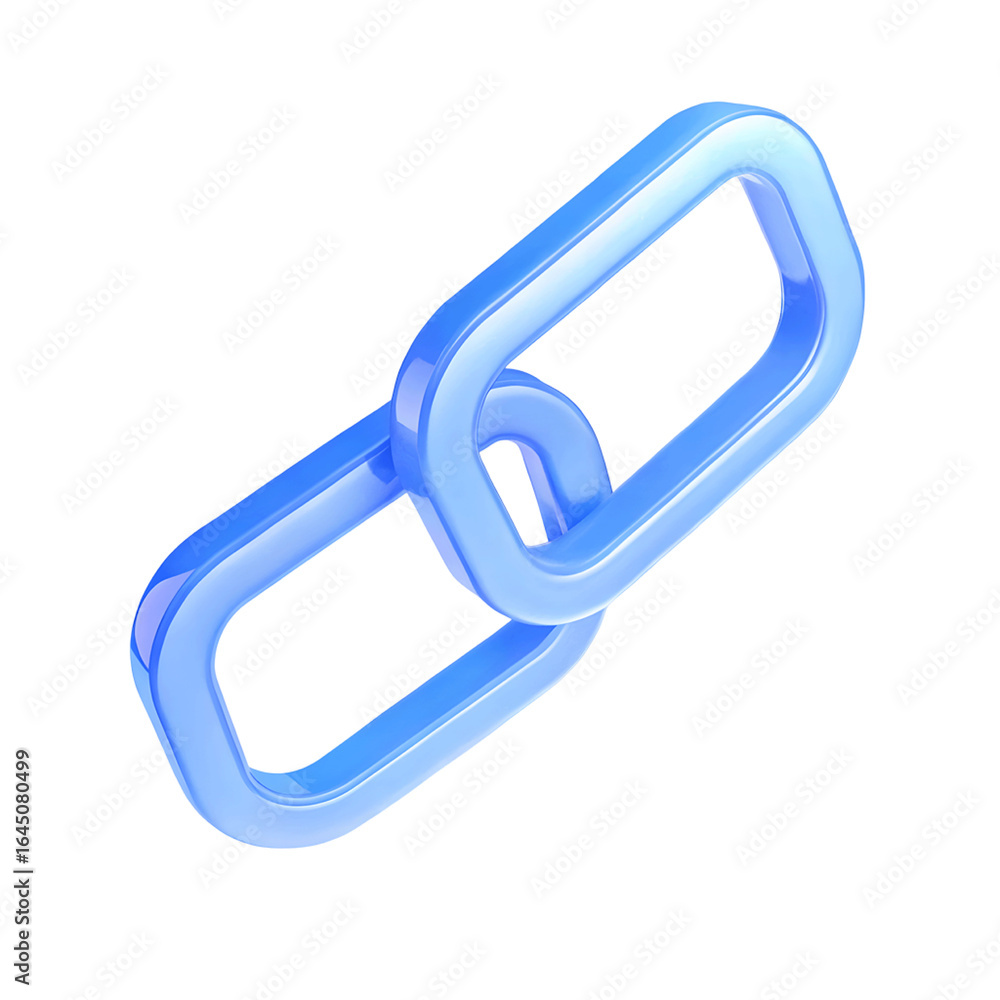 Poster 3d render of a blue glossy chain link on a black background symbolizing connection and security