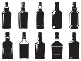 WHISKY BOTTLES SILHOUETTE