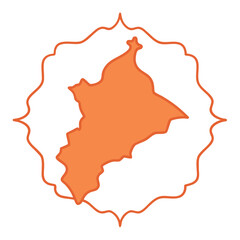 Orange shape within ornate decorative frame