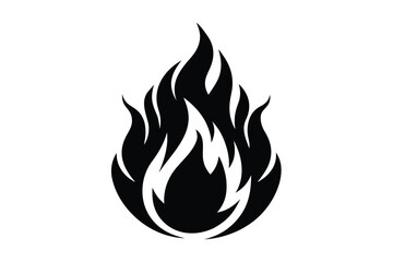 Black illustrates a stylized flame with pointed tips on a white background