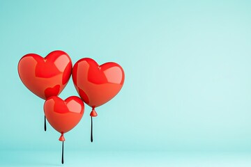 Pastel Red Balloons in Blue Background