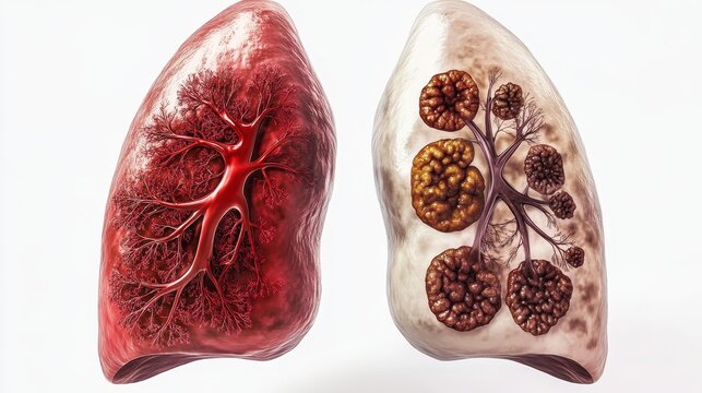 Healthy and disease lungs 