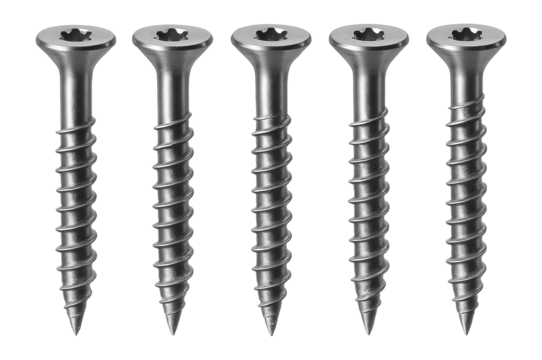 Torx drive concrete screws with a flat head for secure fastening in ceiling installations.