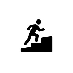 Black Silhouette of a Person Climbing Stairs Representing Progress Ambition and Career Advancement with a Simple and Clean Vector Illustration