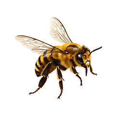 Detailed Realistic Bee with Transparent Background for Nature and Pollination Themes