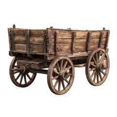 Fototapeta premium Antique wooden farm cart, rural setting, history