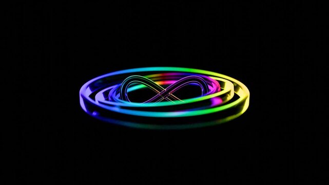 a ring with a rainbow colored light on it