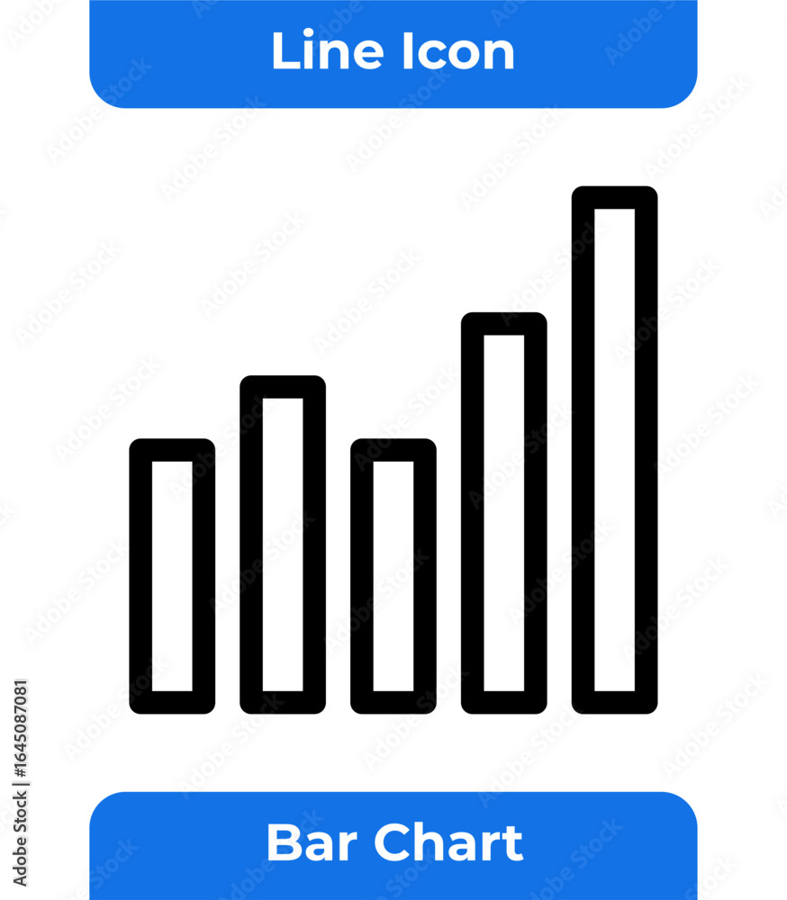 Aufkleber bar chart line icon for business data analysis, performance report, and financial statistics.
